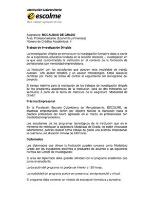 Carta Descriptiva Modalidad de Grado