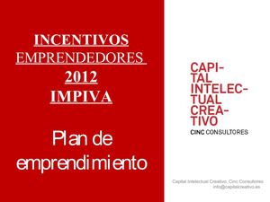 INCENTIVOS IMPIVA 2012 PLAN DE EMPRENDIMIENTO