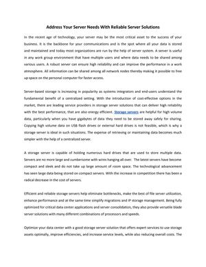 Address Your Server Needs With Reliable Server Solutions