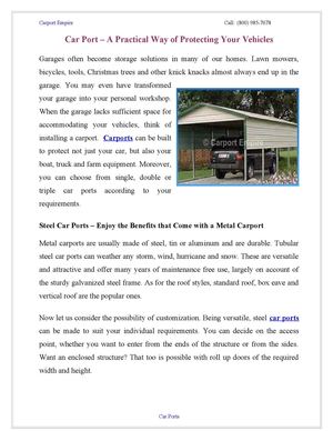 Calameo Car Port A Practical Way Of Protecting Your Vehicles
