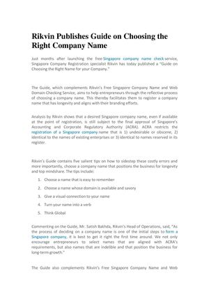 Rikvin Publishes Guide on Choosing the Right Company Name