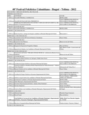 Programación 40° Festival Folclórico Colombiano
