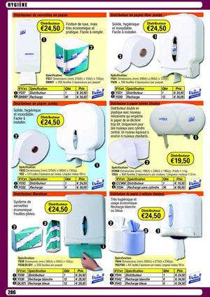 DISTRIBUTEUR PAPIER TOILETTE ET MAIN SAVON ET CONSOMMABLE 2012 EN FRANCAIS GASTRO HORECA