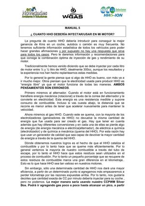 HHO; ¿cuanto se debe inyectar?