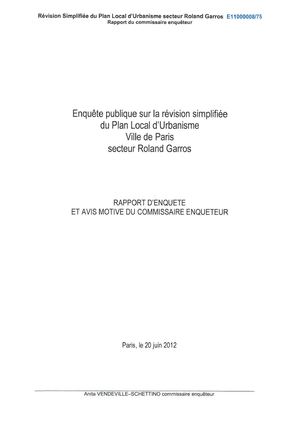 Roland Garros : Rapport d'enquête de juin 2012 / 1ère partie