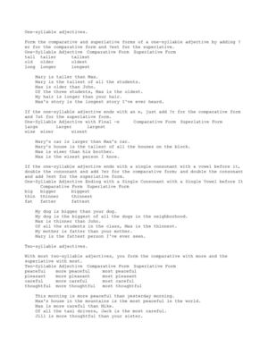 Comparative and Superlative Adjectives