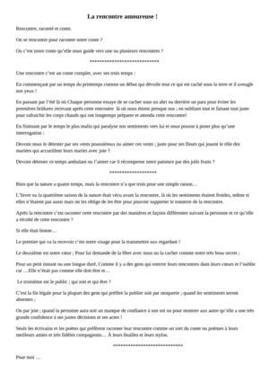 Une rencontre amoureuse