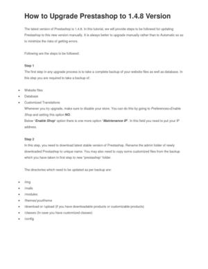 Prestashop Tutorial- Update Prestashop 1.4.8