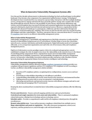What do Innovative Vulnerability Management Systems offer