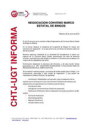 Comunicado convenio marco bingo