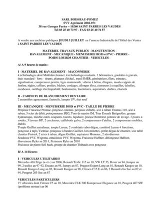 TRAVAUX PUBLICS - TRANSPORTS ROUTIERS - VEHICULES - RAVALEMENT - GARAGE - MANUTENTION - STOCKS 05-07-2012