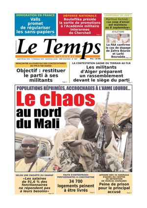Le Temps d'Algérie Edition du Jeudi 28 Juin 2012