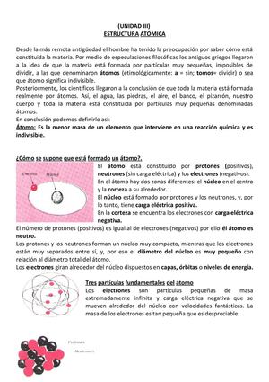  UNIDAD III ESTRUCTURA ATOMICA