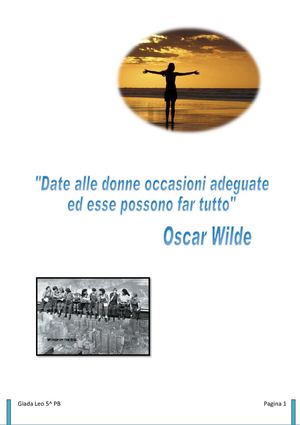 Tesina di Maturità - Date alle donne occasioni adeguate ed esse possono far tutto