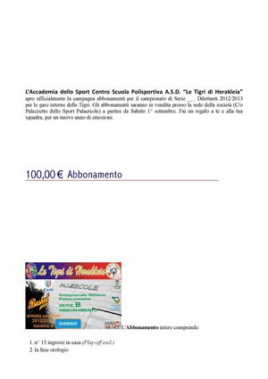 CAMPAGNA ABBONAMENTI 2012/2013