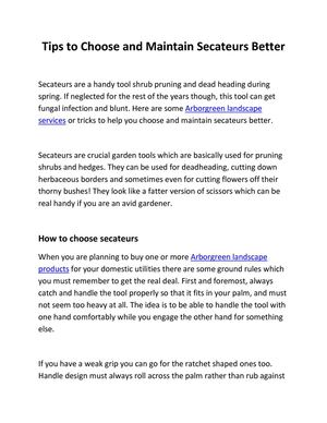 Tips to Choose and Maintain Secateurs Better