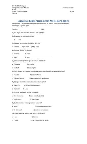 Encuesta sobre el objeto a realizar