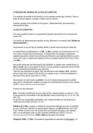 unidades de medidas de almacenamiento