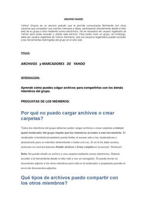 ARCHIVOS Y MARCADORES DE YAHOO