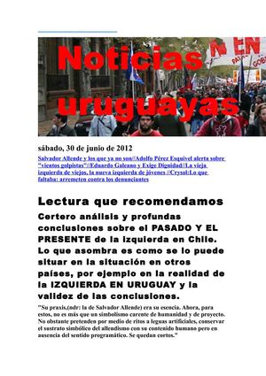 Noticias Uruguayas sábado 30 de junio del 2012