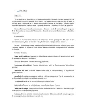 Características de plataformas