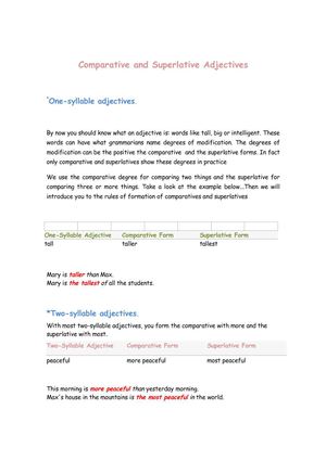 Comparative and Superlative Adjectives