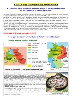 BERLIN : de la division à la réunification