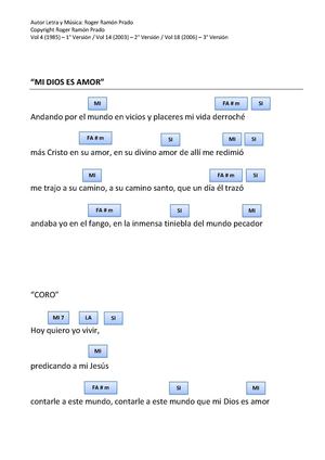 Mi Dios es Amor - Roger Ramón Prado - Letra y Acordes