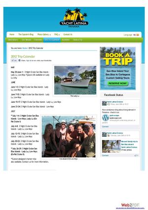 Panama Vacation Packages- July 2012 Trip Calendar by Yacht Latina