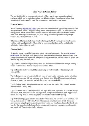 Tips To Easily Cook Barley