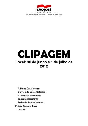 Clipagem São José em Foco 28/06/2012