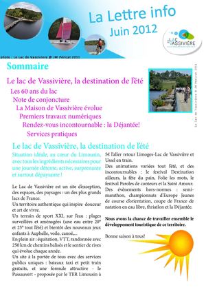 Lettre Info Maison de Vassivière - Juin 2012