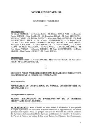 Compte-rendu Conseil Communautaire du 3 février 2012