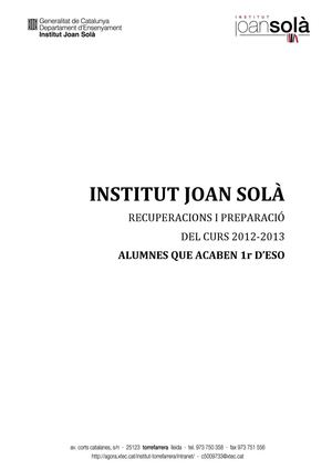 Llibret de final de curs 1r ESO