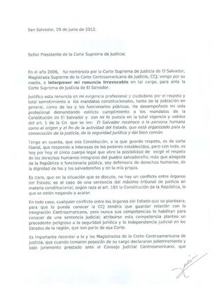 Renuncia de Magistrada suplente por El Salvador de la Corte Centroamericana de Justicia