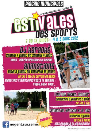 Programme des Estivales des Sports 2012 à la piscine de Nogent-sur-Seine
