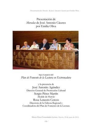 Presentación MORADAS de José Antonio Cáceres