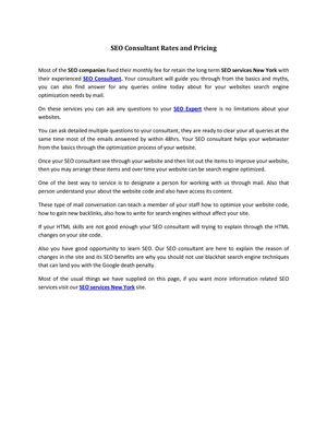 SEO consultant Rates and Pricing