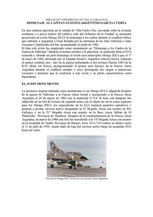 MIRAGE III CJ PRESERVADO EN VILLA CARLOS PAZ