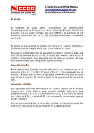 EUROJACKPOR EN LA WEB DE LA ONCE