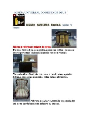 SERVIÇOS REALIZADOS NA MARCENARIA DA ENGIURD
