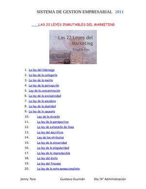 LAS 22 LEYES INMUTABLES DEL MARKETING