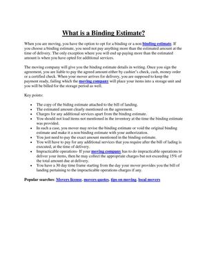 What is binding estimate