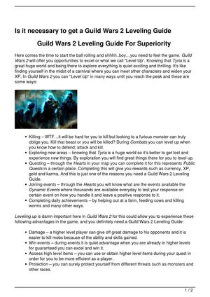 Is it necessary to get a Guild Wars 2 Leveling Guide