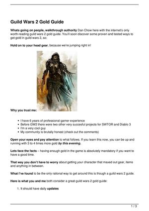 Guild Wars 2 Gold Guide