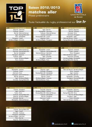 Calendrier du Top 14 (saison 2012/2013)