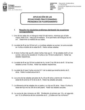 Aplicacion de ecuaciones Fraccionarias