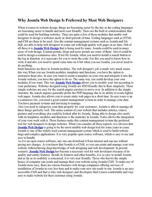 Why Joomla Web Design Is Preferred by Most Web Designers