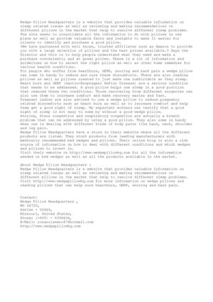 Wedge Pillow Headquarters Provides Valuable Reviews and Recommendations on Pillows