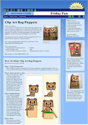 Clip Art Bag Puppets (Craft Activity With Instructions)